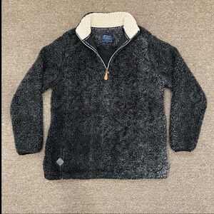 Simply Southern Faux Fur Sherpa Fleece 1/4 Zip Pullover Gray Women's Size Large